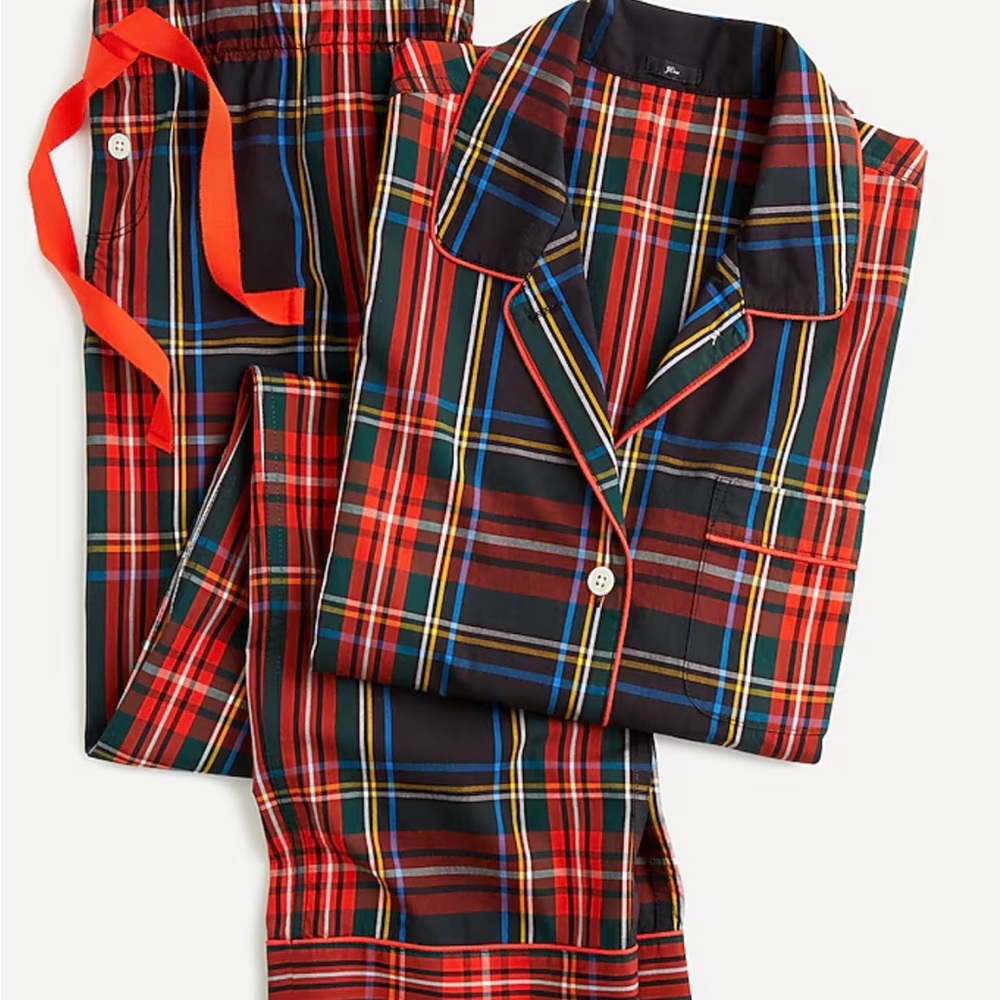 J. Crew Red Black Plaid Cotton Pajama Set
